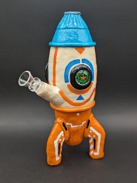 9" 3D Clay Rocket Ship Bong