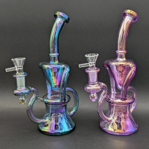 9" Full Color Iridescent Klein Recycler Bong