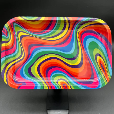 Rainbow Swirl Metal Rolling Tray | 11"x7"
