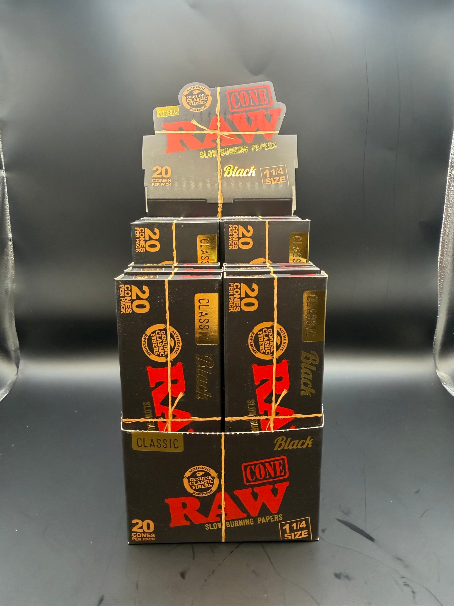 RAW BLACK 1 1/4 20PK cones