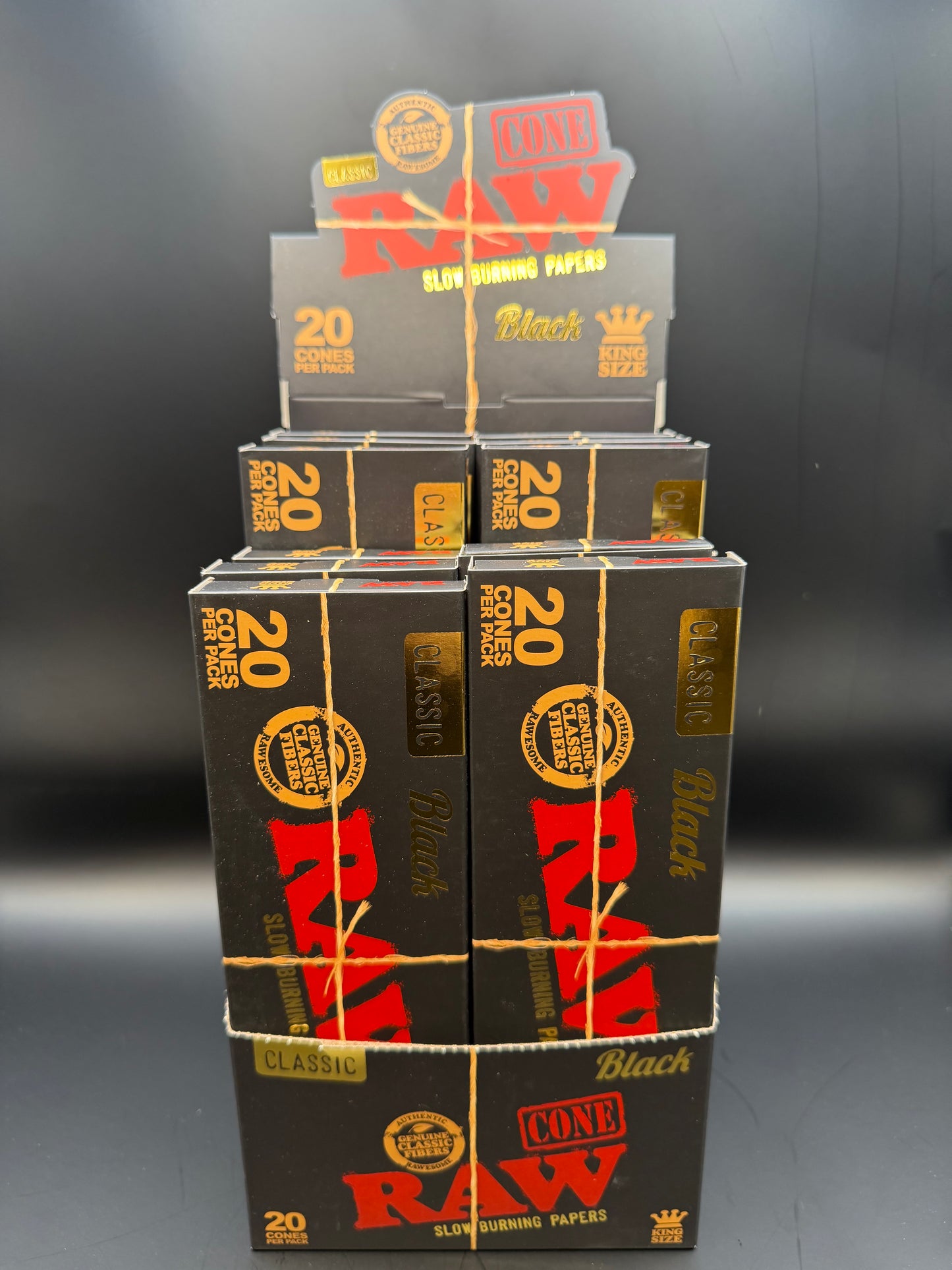 RAW BLACK KING SIZE 20pk CONES