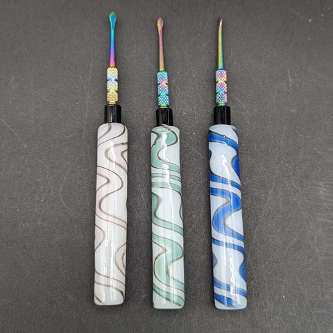 5" Marbled Glass and Metal Dab Tools