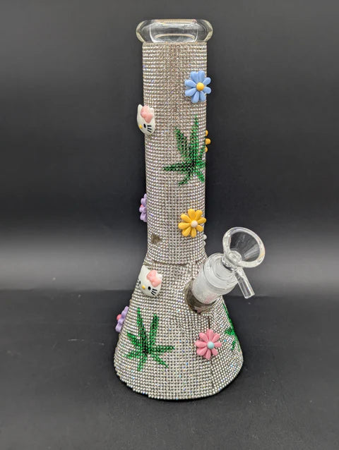 10" Fully Jeweled Kitty Beaker Bong