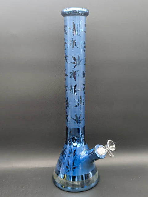 18" Iridescent Weed Leaf Beaker Bongs