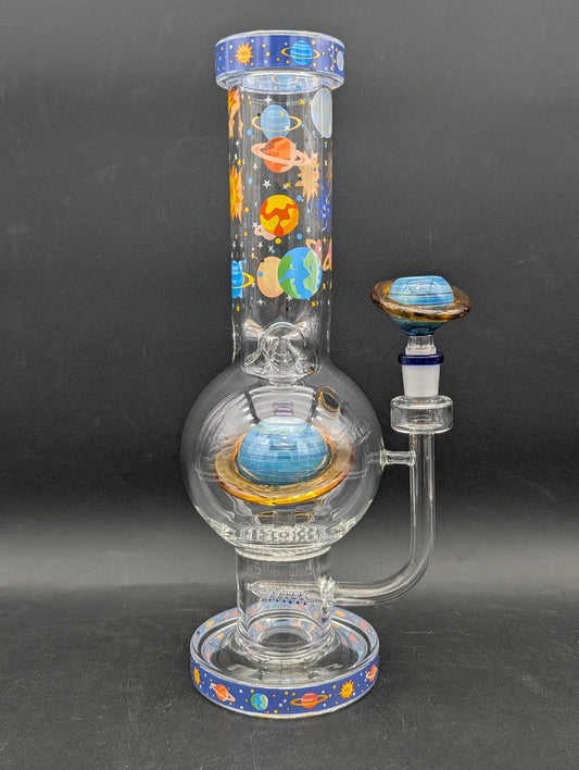 PULSAR RINGS OF SATURN BUBBLE BASE GLASS WATER PIPE | 12.75"
