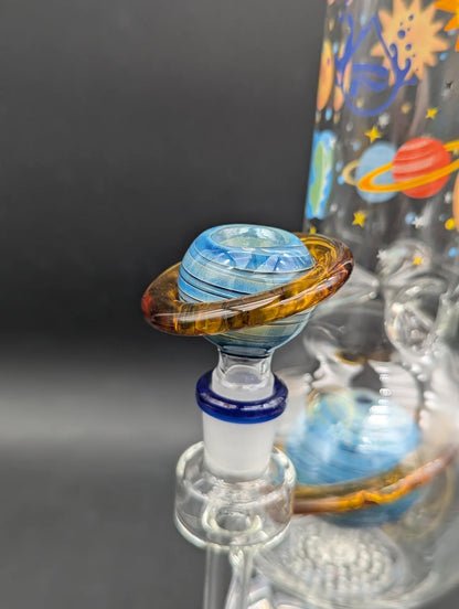 PULSAR RINGS OF SATURN BUBBLE BASE GLASS WATER PIPE | 12.75"