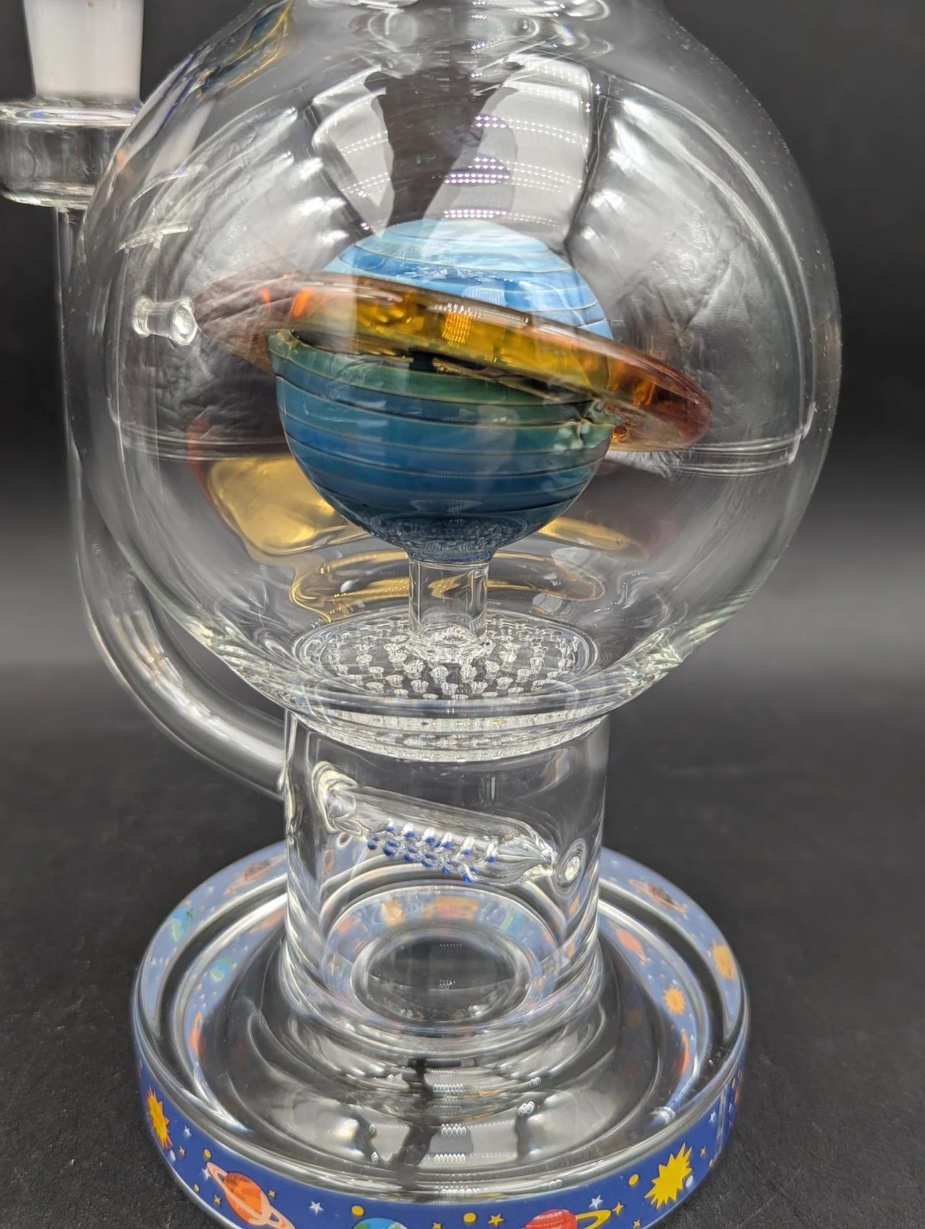 PULSAR RINGS OF SATURN BUBBLE BASE GLASS WATER PIPE | 12.75"