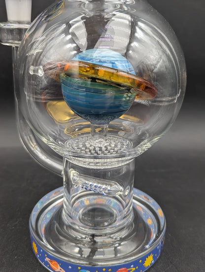 PULSAR RINGS OF SATURN BUBBLE BASE GLASS WATER PIPE | 12.75"