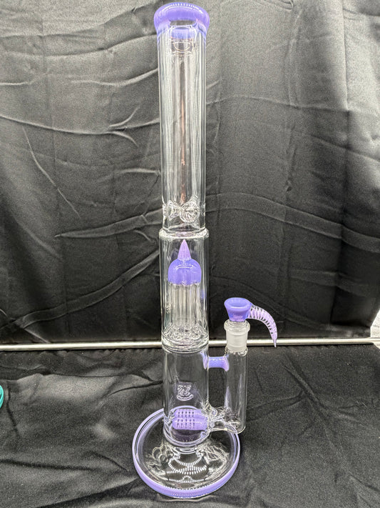 2K GLASS DUAL GRIDLINE TO 8 ARM BONGS - COLOR ACCENTED