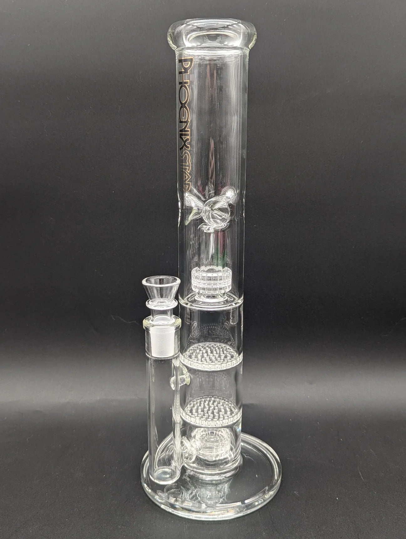 PHOENIX GLASS 14" CLEAR QUAD PERC TUBE