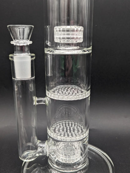 PHOENIX GLASS 14" CLEAR QUAD PERC TUBE