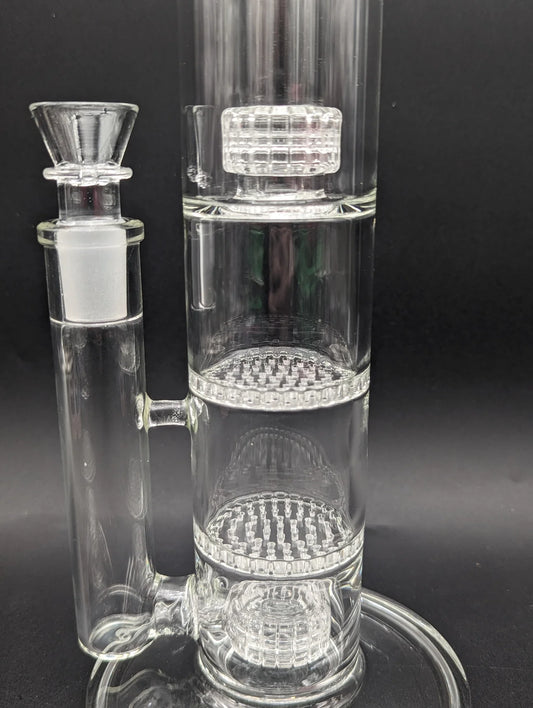 PHOENIX GLASS 14" CLEAR QUAD PERC TUBE