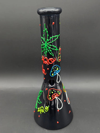GLOW IN THE DARK 420 MUSHROOM BEAKER| 9.5"
