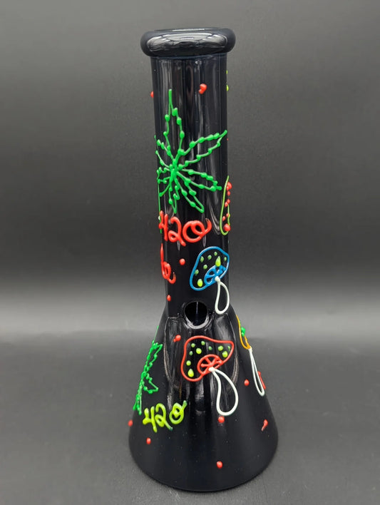 GLOW IN THE DARK 420 MUSHROOM BEAKER| 9.5"
