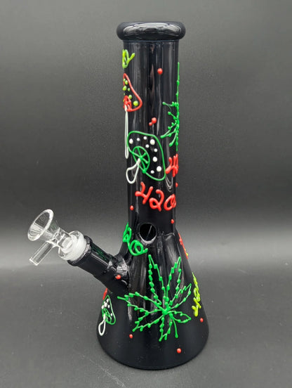 GLOW IN THE DARK 420 MUSHROOM BEAKER| 9.5"
