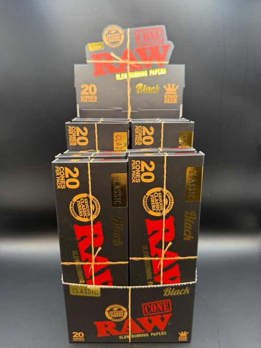 RAW BLACK KING SIZE 20pk CONES