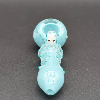 Cool Blue Octopus Glass Spoon Pipe 4"