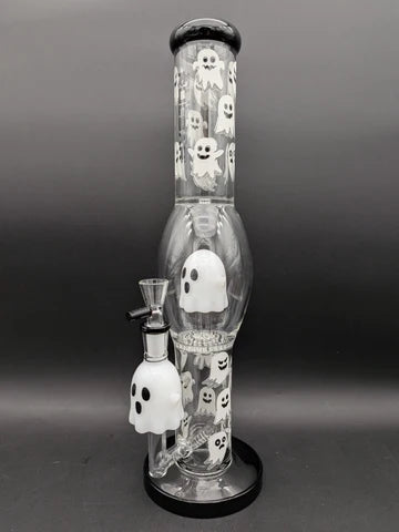 Pulsar Glow In the Dark Ghosty Glass Bong| 15.25"