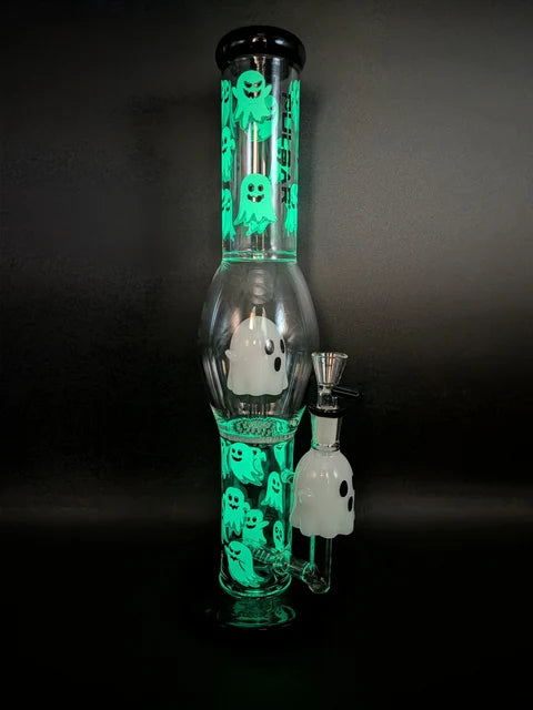 Pulsar Glow In the Dark Ghosty Glass Bong| 15.25"