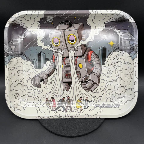 Pulsar Large Metal Rolling Tray | Attack of the Dope Bot | 13"x11"