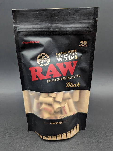 RAW Black Extra Wide Pre-Rolled Tips | 50pc Bag