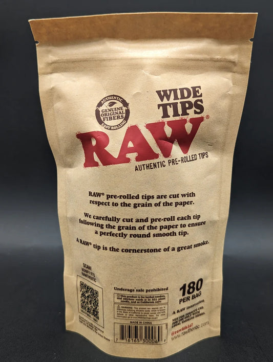RAW Pre-Rolled Wide Tips - 180pc Bag